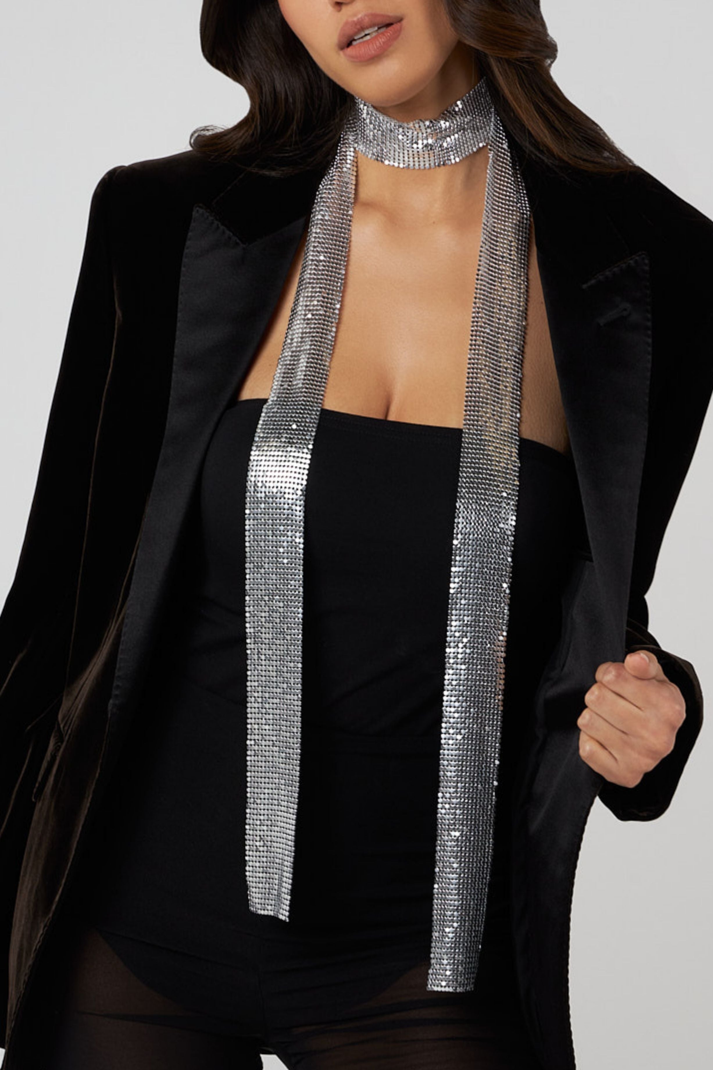 PIXEL Silver Sequin Scarf by Retail Agenda