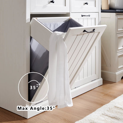 SinCiDo Kitchen Double Tilt Out Trash Can Cabinet, 20 Gallon Farmhouse Wooden Trash Garbage Can with Drawer