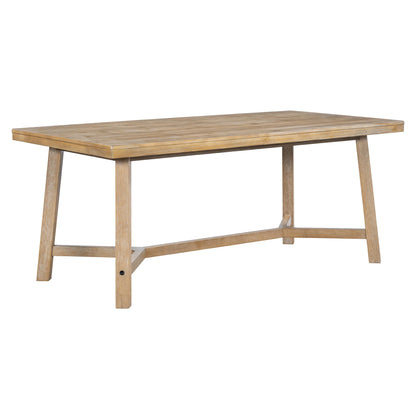 Prehome 6-piece Retro Farmhouse Dining Set, Wood Rectangular Table and 4 Upholstered Rattan Chairs, Bench, Dining Table Set for 5-7, Dining Table Set for Kitchen Dining Room Dorm Apartment, Wood Wash