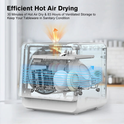 Advwin Portable Countertop Dishwasher with Upgraded 24H Delay Cleaning and 7 Programs,��5L Water Tank& 360��Dual Spray, High-Temp for Apartments & RVs, No Installation Needed