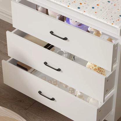 OXYLIFE 45" Baby Nursery Changing Table Dresser with 4 Drawers and Shelf for Nursery Room, White