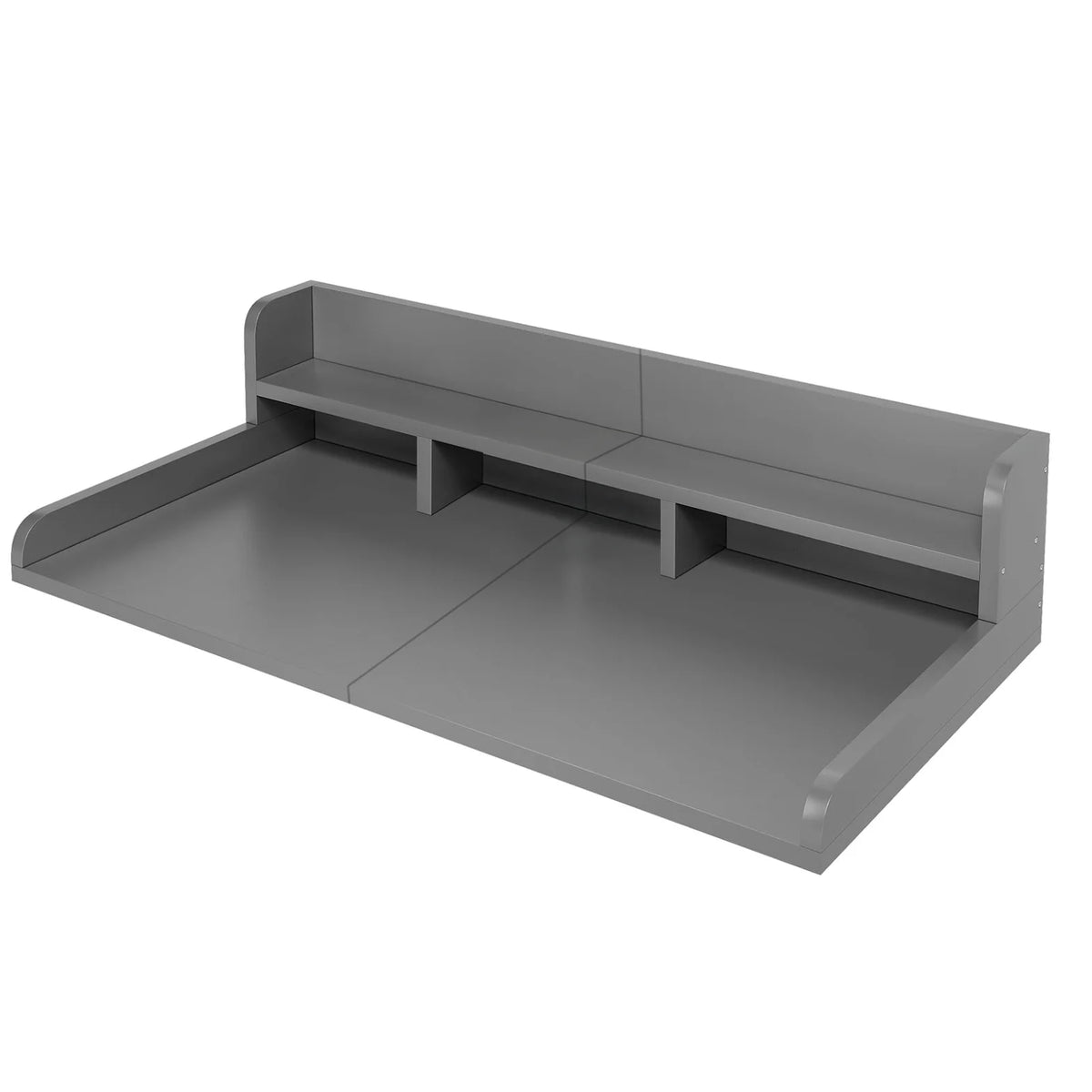 Modern Washer Dryer Countertop with 2-Tier Shelf,Laundry Room Countertop Organization Storage with 2.75" H Guard Edge Rails,Non-Slip Pad,Waterproof and Easy to Clean,54"W x 27.55"D,Natural Wood