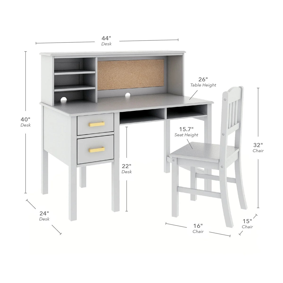 Guidecraft Taiga Kids Desk and Chair Set with Hutch - Navy: Kids Wooden Computer Desk with Storage Drawers and Shelves | Kids Study Table for Bedroom