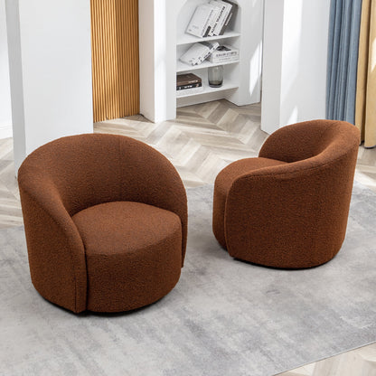 34" W Mid Century Modern Swivel Barrel Chair, Round Upholstered Boucle Swivel Accent Chairs, No Assembly Sofa Chair for Living Room Bedroom Reading Apartment Lounge Nursery(Cream)