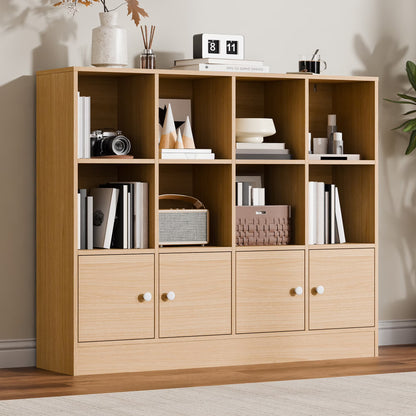 Cozy Castle 3-Tier Open Cube Bookcase with 12 Cubes and 4 Doors, Adjustable Shelves, White