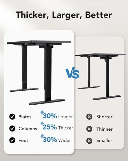 UANUO 48 x 24 inch Electric Standing Desk, Height Adjustable Table with Headphone Hooks & Cable Manager, Sit to Stand up Desk for Home Office, Vintage Brown