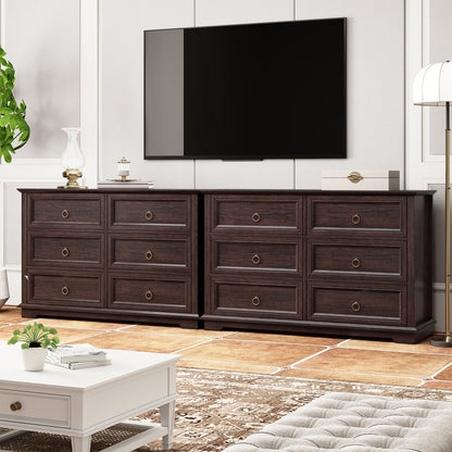 FAGAGA 6 Drawers Dresser for Living Room,Storage Cabinet Wooden Dressers Organizer for Bedroom,White