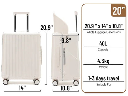 Fridtrip 20 Inch Carry On TSA Lock Luggage with for Kids& Adult,Lockable Spinner Wheels Free Luggage Cover and Safety Seatbelt Travel Suitcase