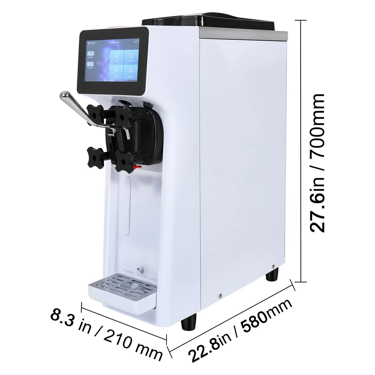 KFFKFF Commercial Ice Cream Machine 2.7-4gal/10-15L/H 4L Hopper Single Flavor Countertop Soft Serve Ice Cream Maker Auto Clean Pre-Cooling
