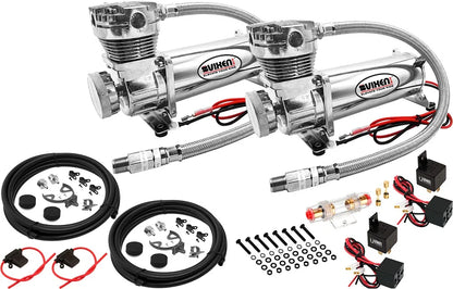 Vixen Air Suspension Kit for Truck/Car Bag/Air Ride/Spring. On Board System- Dual 200psi Compressor, 6 Gallon Tank. For Boat Lift,Towing,Lowering,Load Leveling,Onboard Train Horn VXX1208FW/4863DCF