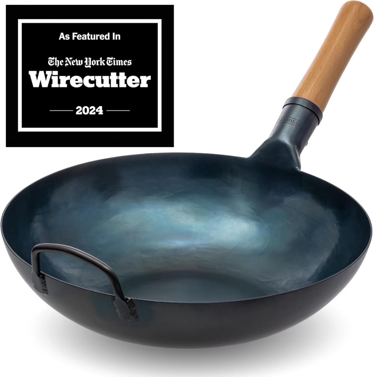 YOSUKATA 13.5" Carbon Steel Wok Pan �C Pre-Seasoned Flat Bottom Wok for Stir Fry, BBQ & Camping �C Works with Induction, Gas, Electric & Open Fire