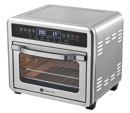 Culinary Chef Air Fryer Oven, Digital, 26 Quart 10-in-1 Countertop Toaster Oven and Air Fryer Combo in Stainless Steel