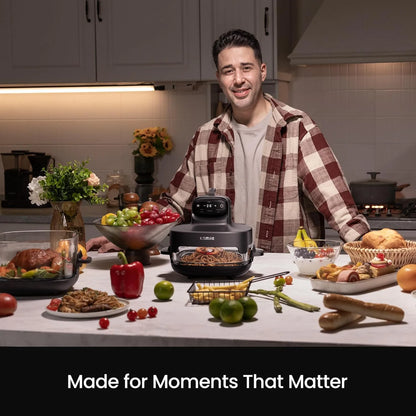 Kismile 5-in-1 Portable Glass Multifunctional Air Fryer with 360° Visualization, 2 Sizes 2.6QT/4.7QT with Lids, 1500W, Refrigerator&Dishwasher Safe
