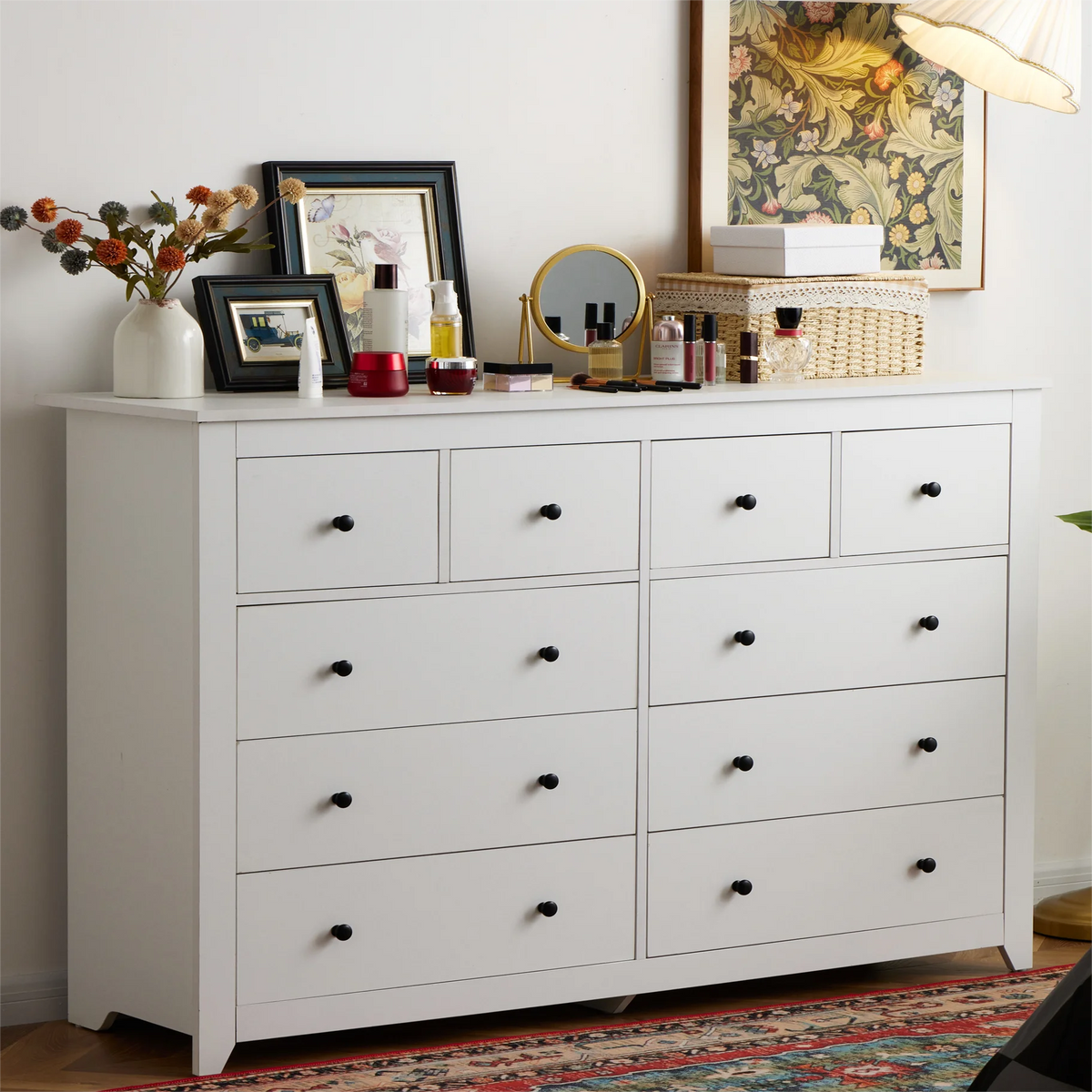 EnHomee White Dresser for Bedroom with 10 Drawers Modern Wood Dressers Chests of Drawers Wide Dresser for Adults