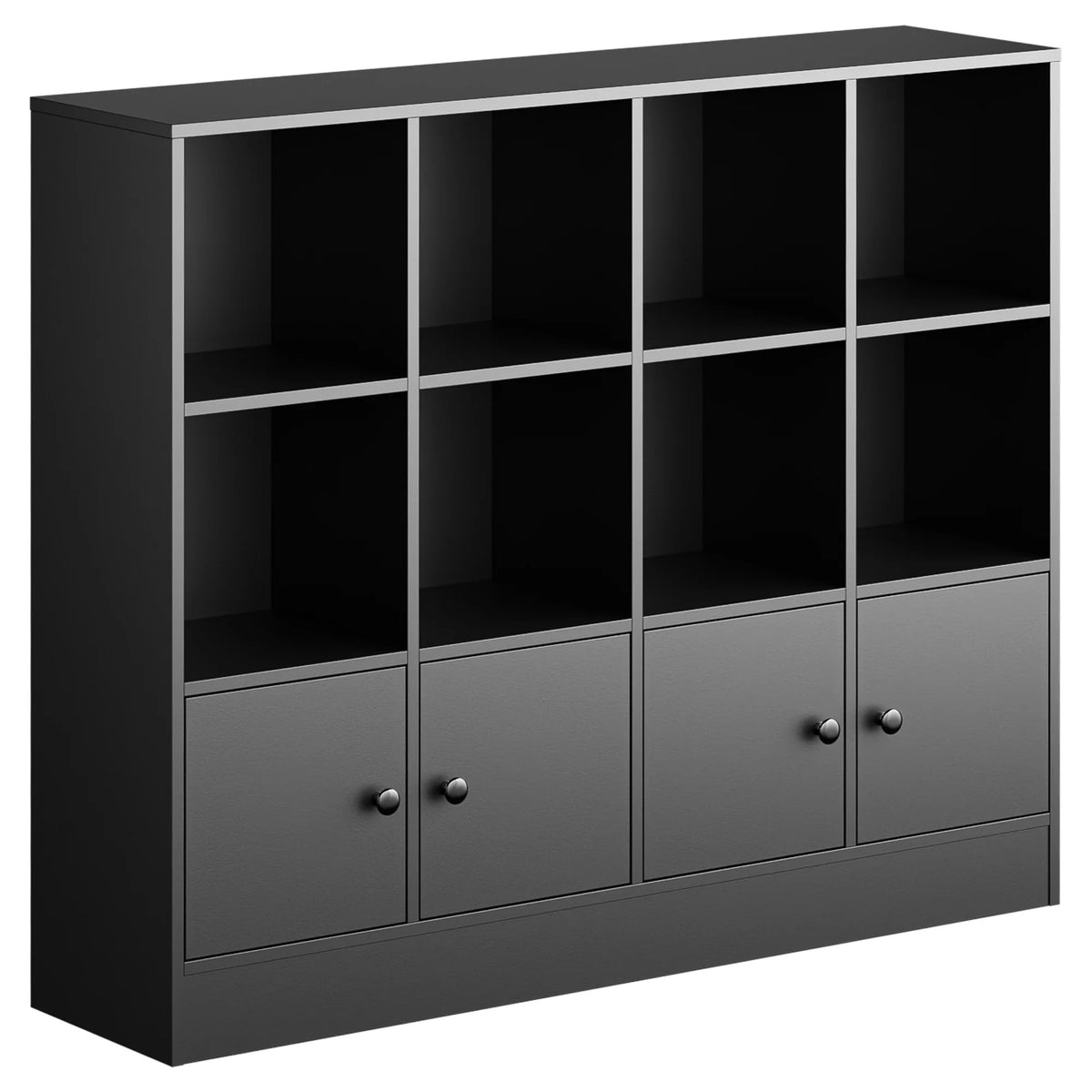 Cozy Castle 3-Tier Open Cube Bookcase with 12 Cubes and 4 Doors, Adjustable Shelves, White