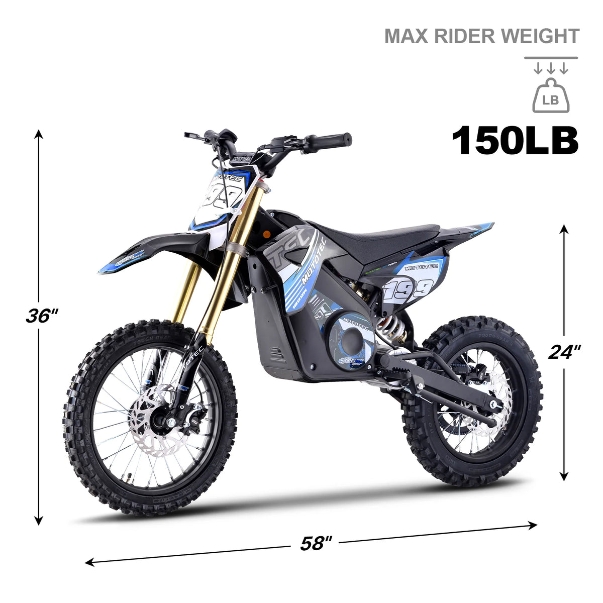MotoTec 48v Pro Electric Dirt Bike 1800w Lithium Orange
