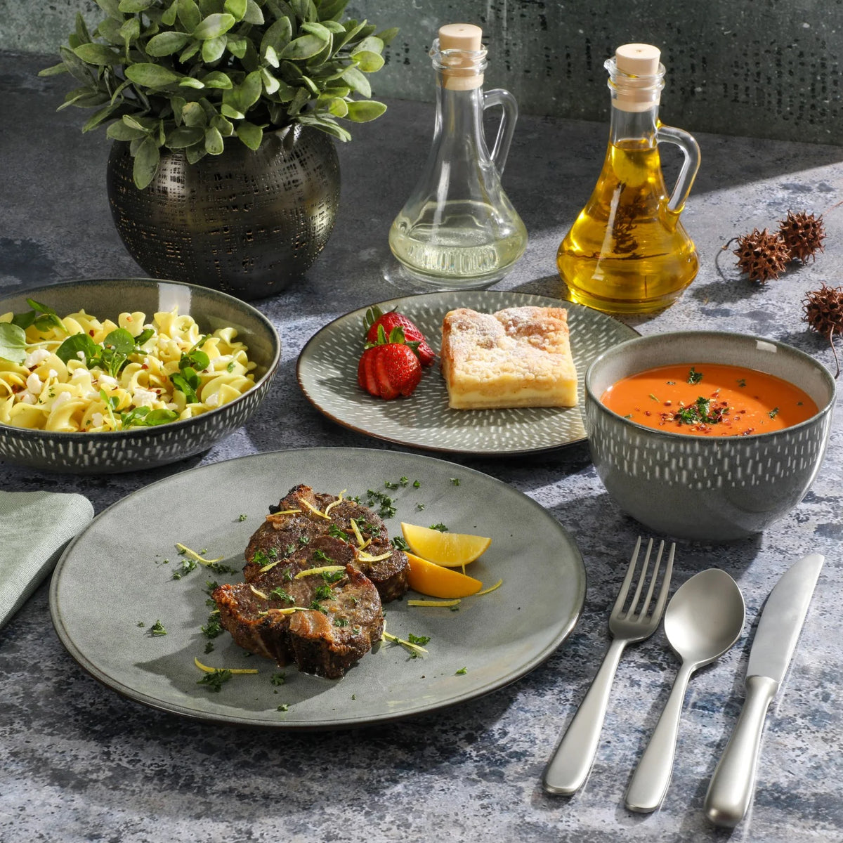 Gibson Elite Matisse 16-Piece Dinnerware Set - Taupe