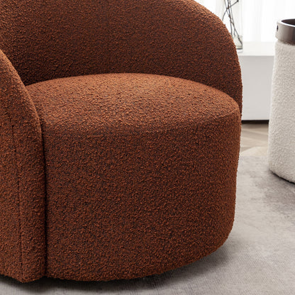34" W Mid Century Modern Swivel Barrel Chair, Round Upholstered Boucle Swivel Accent Chairs, No Assembly Sofa Chair for Living Room Bedroom Reading Apartment Lounge Nursery(Cream)