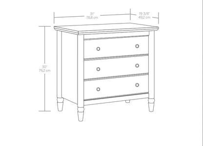 My Texas House Monroe 3 Drawer Nightstand with USB, Brushed Oak Finish