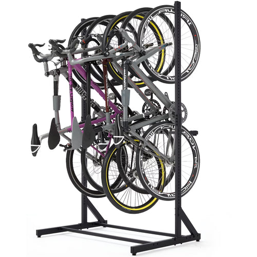 Danrelax Freestanding Bike Storage Rack, 300 lbs 5 Bikes Capacity, Vertical Bike Rack for Garage, Adjustable Hooks, Indoor Bicycle Storage Stand for Home, Black