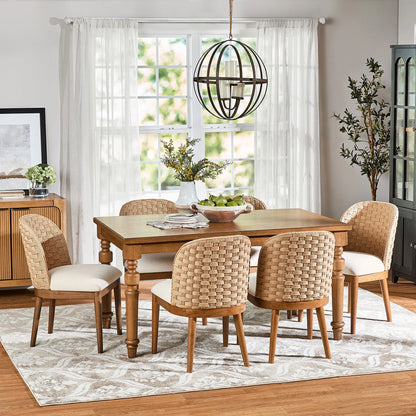 My Texas House Saylor Farmhouse Dining Chair Set, Natural Wood, Set of 2