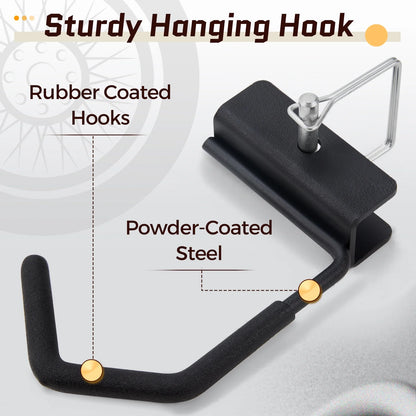 Danrelax Freestanding Bike Storage Rack, 300 lbs 5 Bikes Capacity, Vertical Bike Rack for Garage, Adjustable Hooks, Indoor Bicycle Storage Stand for Home, Black