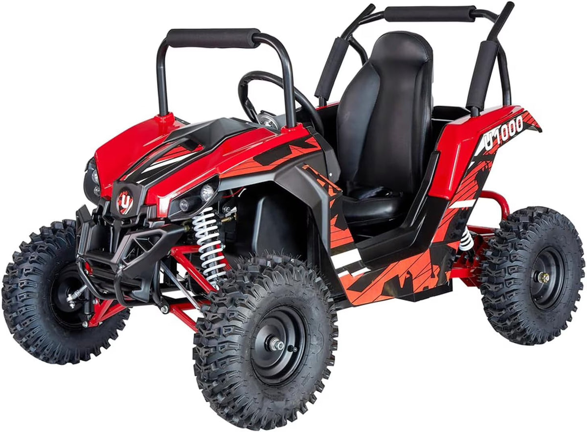 UTV Ride on Car (Large),Shock Absorber, 48V Electric Vehicles with Disk Brake, Gear Switch, Steel Frame, Off-Road Tire, Flexible Seat Belt and Seat, Three-Speed Parental Limit-Lock Function (Blue)
