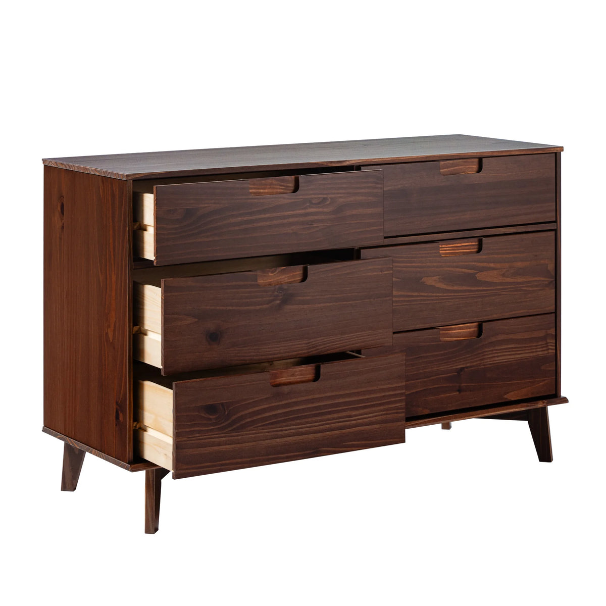 Walker Edison Sonoma 6-Drawer Solid Wood Caramel Dresser