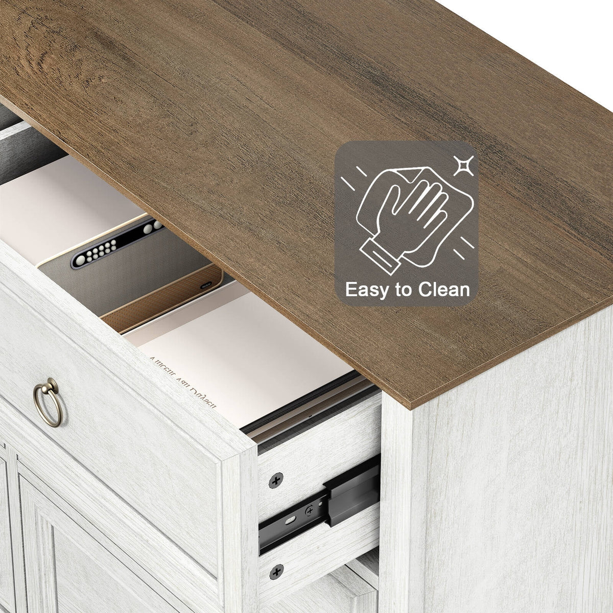 FAGAGA 6 Drawers Dresser for Living Room,Storage Cabinet Wooden Dressers Organizer for Bedroom,White