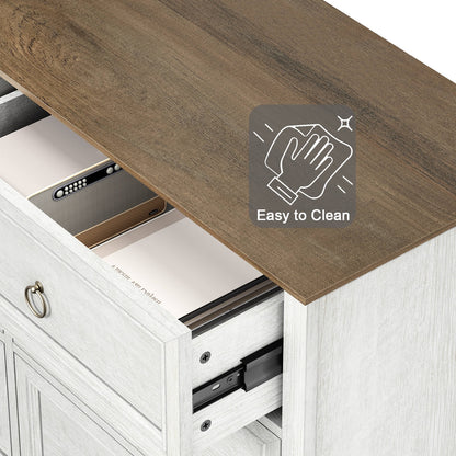 FAGAGA 6 Drawers Dresser for Living Room,Storage Cabinet Wooden Dressers Organizer for Bedroom,White