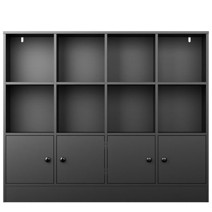 Cozy Castle 3-Tier Open Cube Bookcase with 12 Cubes and 4 Doors, Adjustable Shelves, White