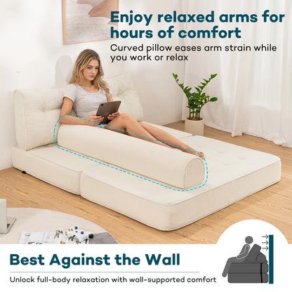Hommpa Folding Sofa Bed Foldable Couch Bed Convertible Futon Chair with High Density Foam Filling with Pillow for Adult,Comfort chair bed for Living Room Bedroom,Gray,Single