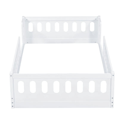 Euroco Wood Twin Size Platform Bed with Guardrail for Toddler and Kids