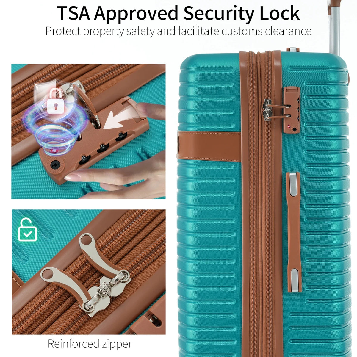 Luggage Sets,4-Piece Lightweight Suitcase Set with 4 Packing Cubes and TSA Lock, Hardshell Suitcases with Spinner Wheels, (16/20/24/28 ),Brown