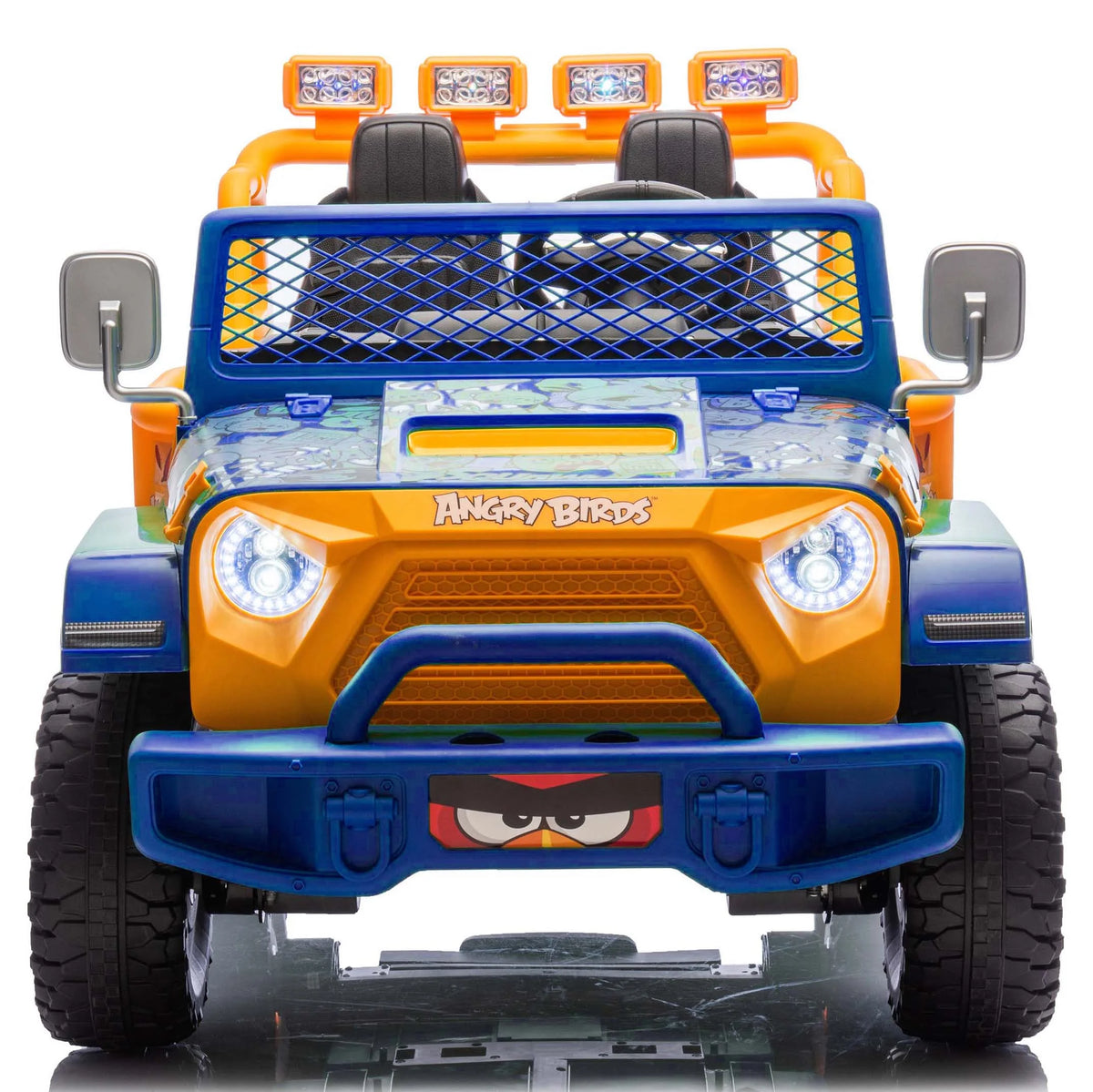 Joyracer 24 Volt Ride on Toys for Big Kids, Licensed Angry Birds Ride on Truck with Remote, 2 Seater 4WD Electric Ride ons with Shovel, Bluetooth, Lights, Power Car Wheels for 3-8, 130lbs, Green