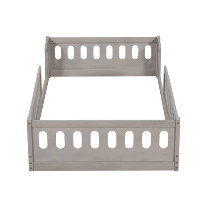 Euroco Wood Twin Size Platform Bed with Guardrail for Toddler and Kids