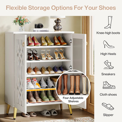 Tribesigns Large Wooden Freestanding 25-Pair Shoe Rack Closet Storage Cabinet for Entryway, Bedroom