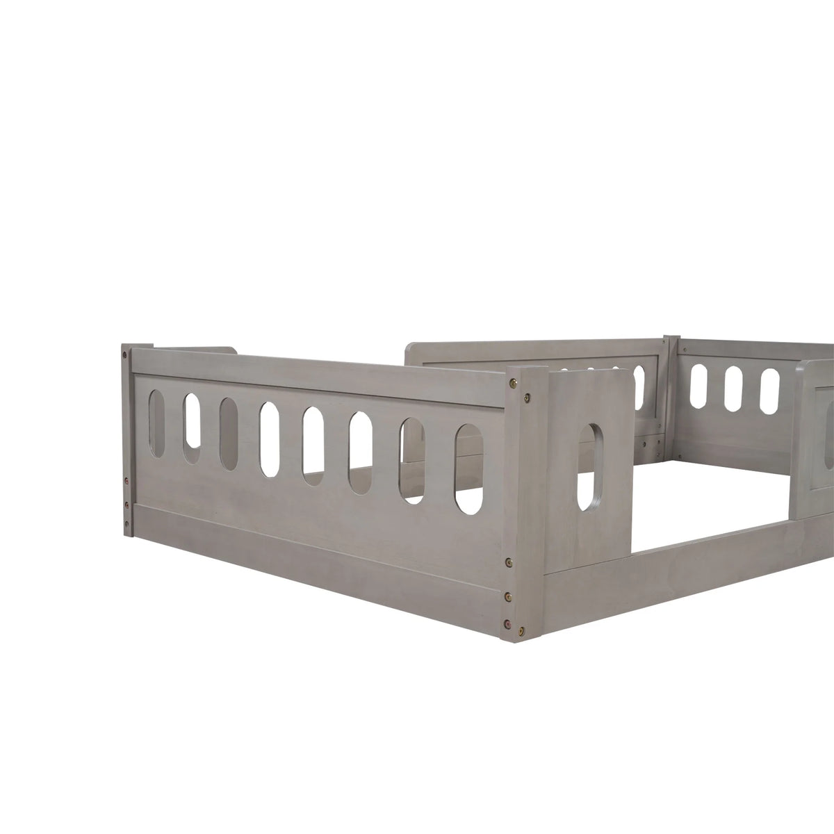 Euroco Wood Twin Size Platform Bed with Guardrail for Toddler and Kids