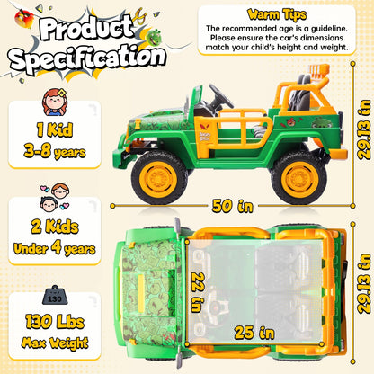 Joyracer 24 Volt Ride on Toys for Big Kids, Licensed Angry Birds Ride on Truck with Remote, 2 Seater 4WD Electric Ride ons with Shovel, Bluetooth, Lights, Power Car Wheels for 3-8, 130lbs, Green