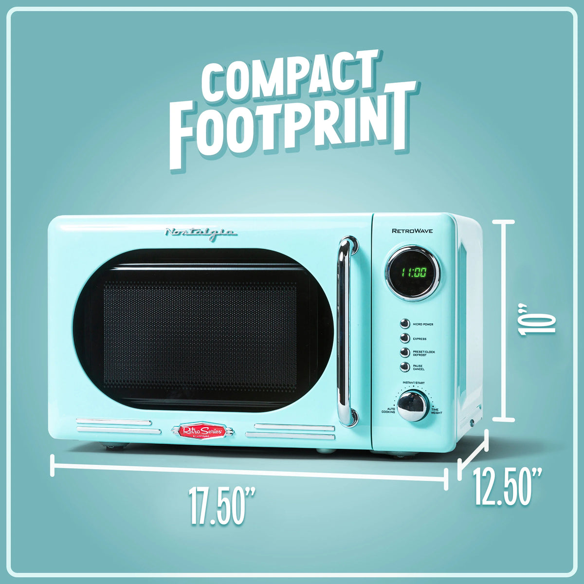 Nostalgia Retro Microwave for Countertop 0.7 cu ft Vintage Microwave, Pink