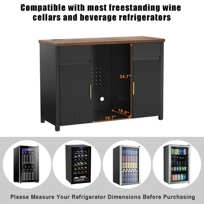 Coffee Bar Cabinet with Fridge Space, Mini Fridge Cabinet��Buffet Sideboard��53.2"L