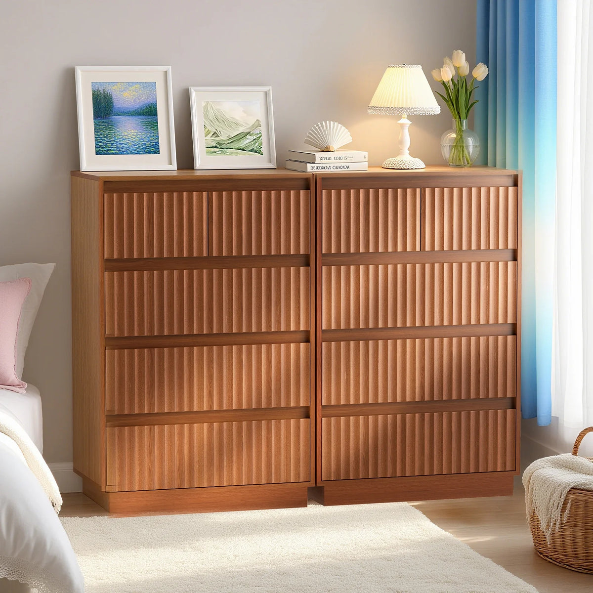 Wood Dresser, 6 Drawer Dresser for Bedroom, Modern Chest of Drawers with Deep Drawers Waterproof Living Room, Hallway, Entryway