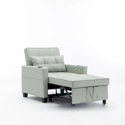 Convertible Futon Sofa Bed, 3-in-1 Multi-Functional Sleeper Chair Bed with USB Ports, Adjustable Backrest Recliner,for Living Room Bedroom Small Space, Tech Cloth, Dark Grey