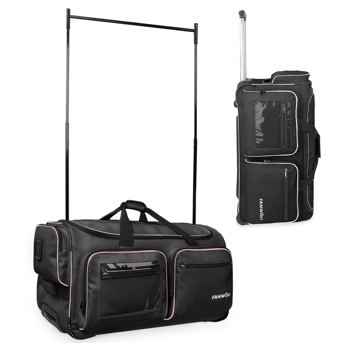 Fegat Dance Bag with Garment Rack - 28"Collapsible Rolling Competition Dance Duffle Bag Lightweight Costume Wheeled Suitcase for Dancers Shows Livestreamer Athletes