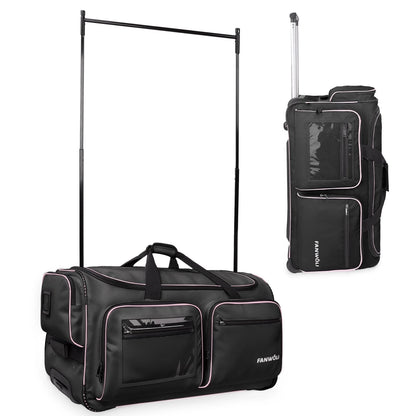 Fegat Dance Bag with Garment Rack - 28"Collapsible Rolling Competition Dance Duffle Bag Lightweight Costume Wheeled Suitcase for Dancers Shows Livestreamer Athletes