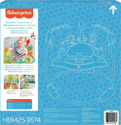 Fisher-Price Baby Bouncer Fitness Fun Folding Jumperoo Infant Activity Center with Lights &amp; Music. Unisex