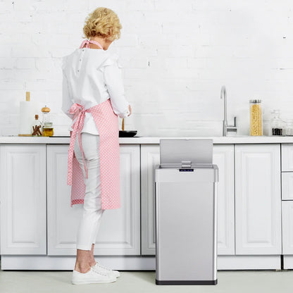 LAZY BUDDY 60 Liter / 16 Gallon Stainless Steel Motion Sensor Trash Can for Kitchen, Bathroom, Rectangular