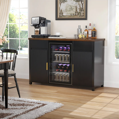 Coffee Bar Cabinet with Fridge Space, Mini Fridge Cabinet��Buffet Sideboard��53.2"L