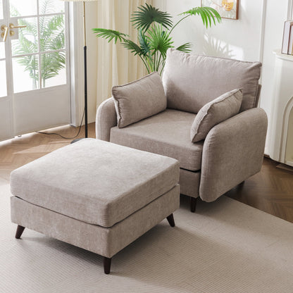 Rexulqo Oversized Accent Chair with All Seats Storage,Comfy Living Room Chairs with 2 Throw Pillow,Upholstered Mid-Century Armchair,24.5'' Deep Seat,Reading Chair For Bedroom ,Office,Chenille,Green