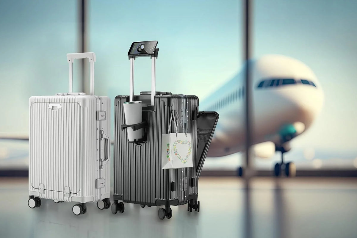 Carry-On Luggage with USB Charging Port, Front Compartment, TSA Lock, Airline Approved Carry On Hardside Suitcase with Spinner Wheels (Grey, 20inch)